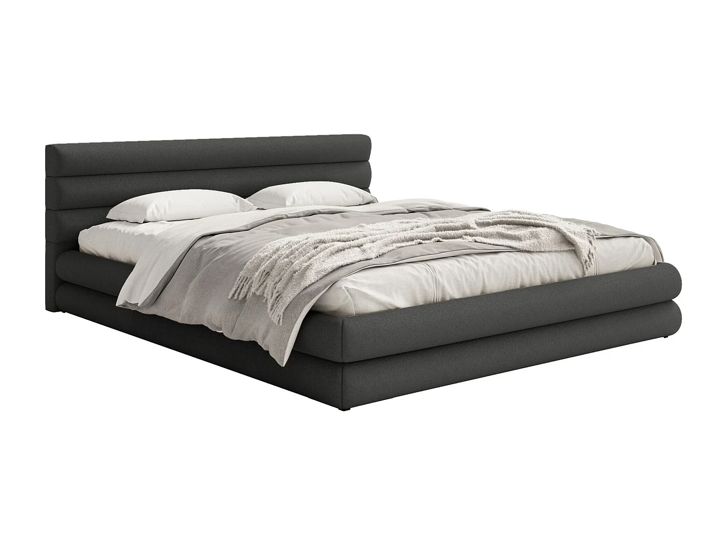 Polsterbett mit Chenille-Bezug und Stauraum – Grafit – 160x200 cm – ALEGRE