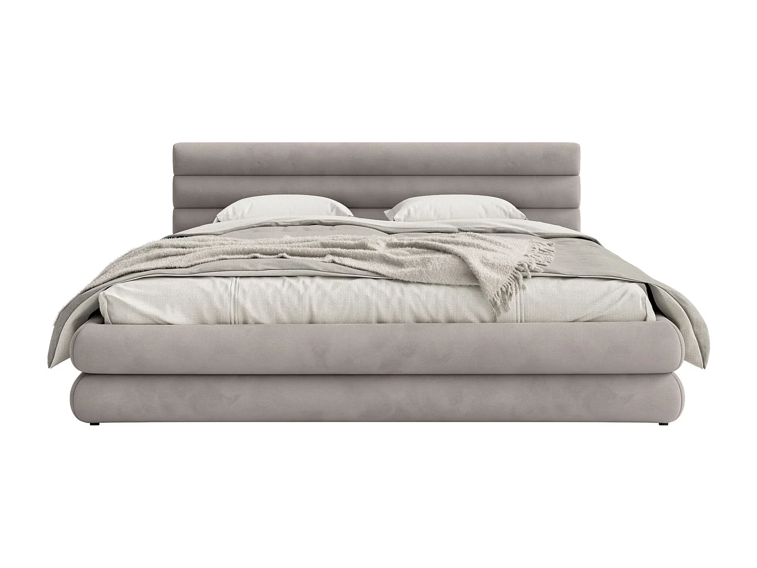 Opbergbed - 180x200 cm - in lichtgrijs waterafstotend fluweel - ALEGRE