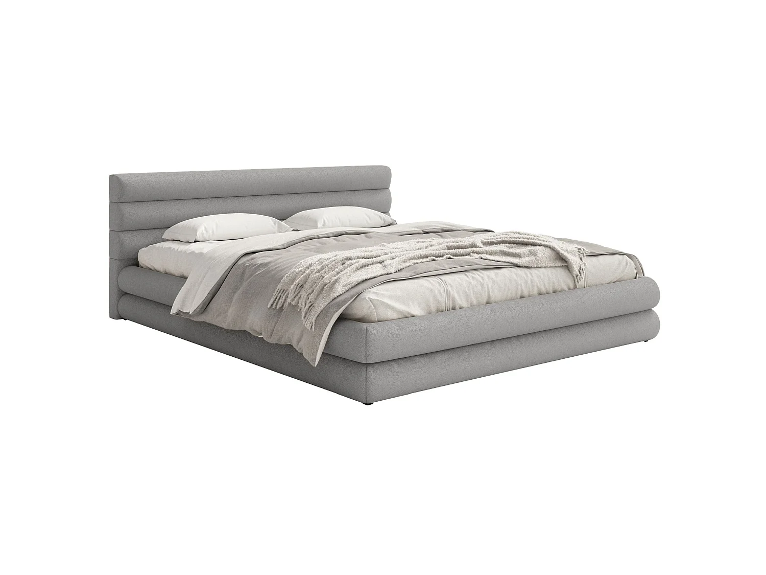 Opbergbed - 180x200 cm - in lichtgrijze chenillestof - ALEGRE