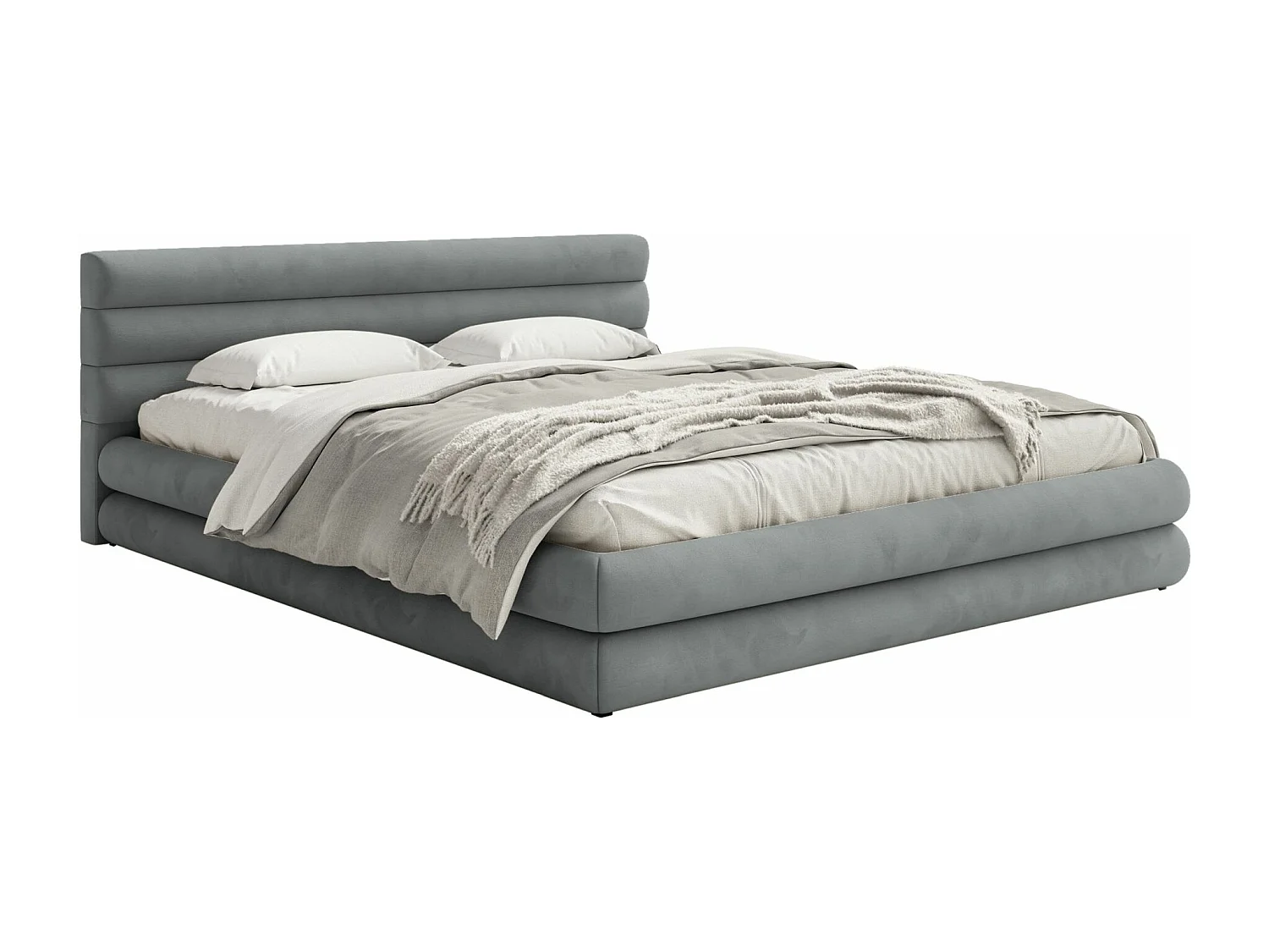 Opbergbed - 140x200 cm - in grijs waterafstotend fluweel - ALEGRE