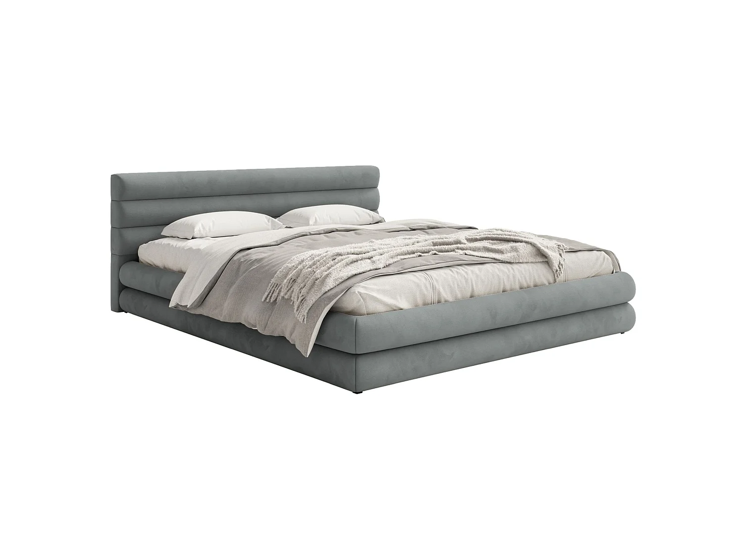 Opbergbed - 140x200 cm - in grijs waterafstotend fluweel - ALEGRE