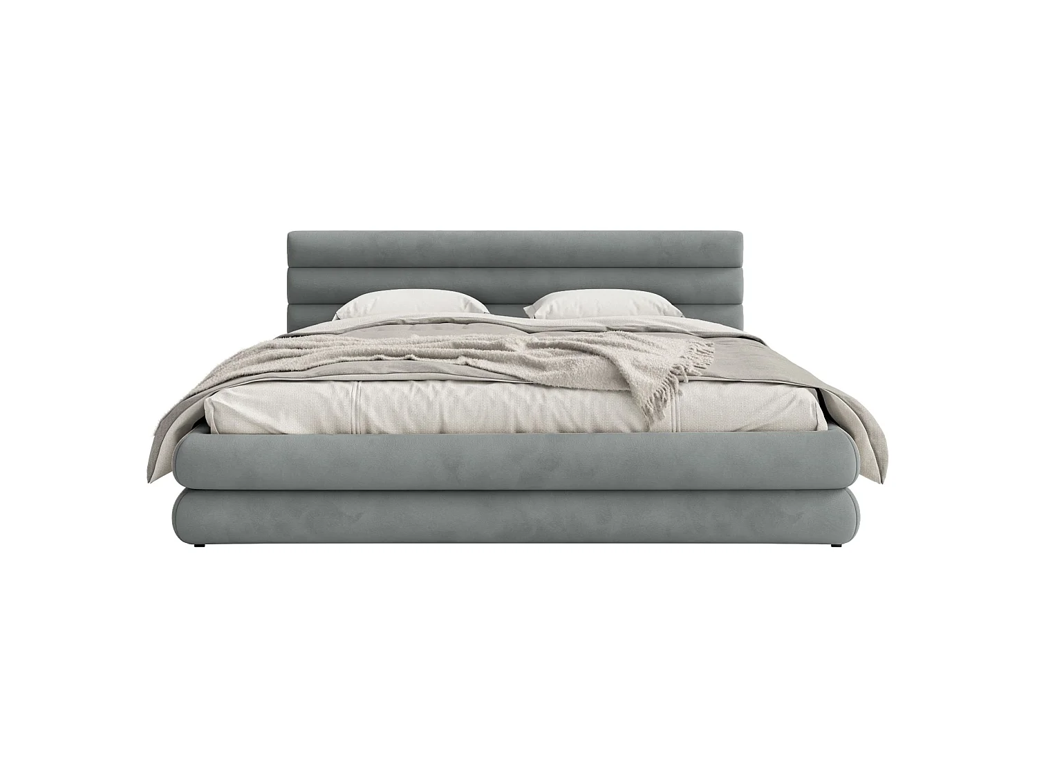 Opbergbed - 140x200 cm - in grijs waterafstotend fluweel - ALEGRE