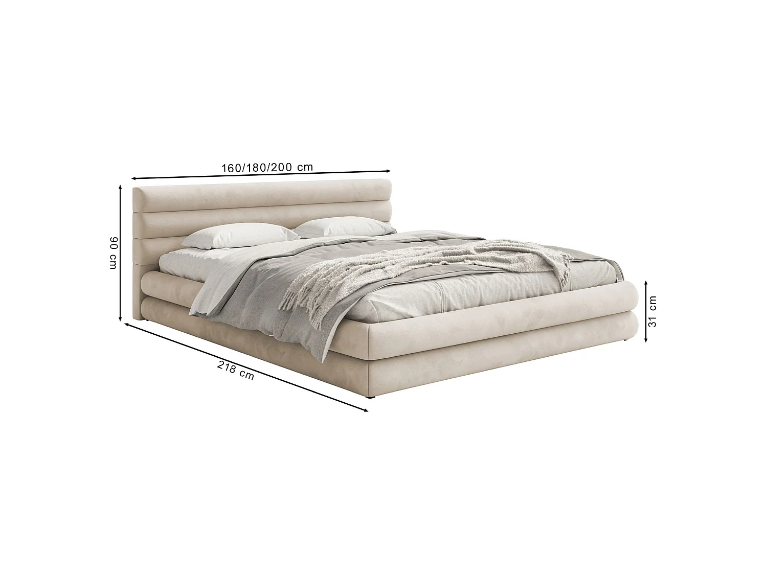 Lit coffre - 180x200 cm - en tissu chenille graphite - ALEGRE