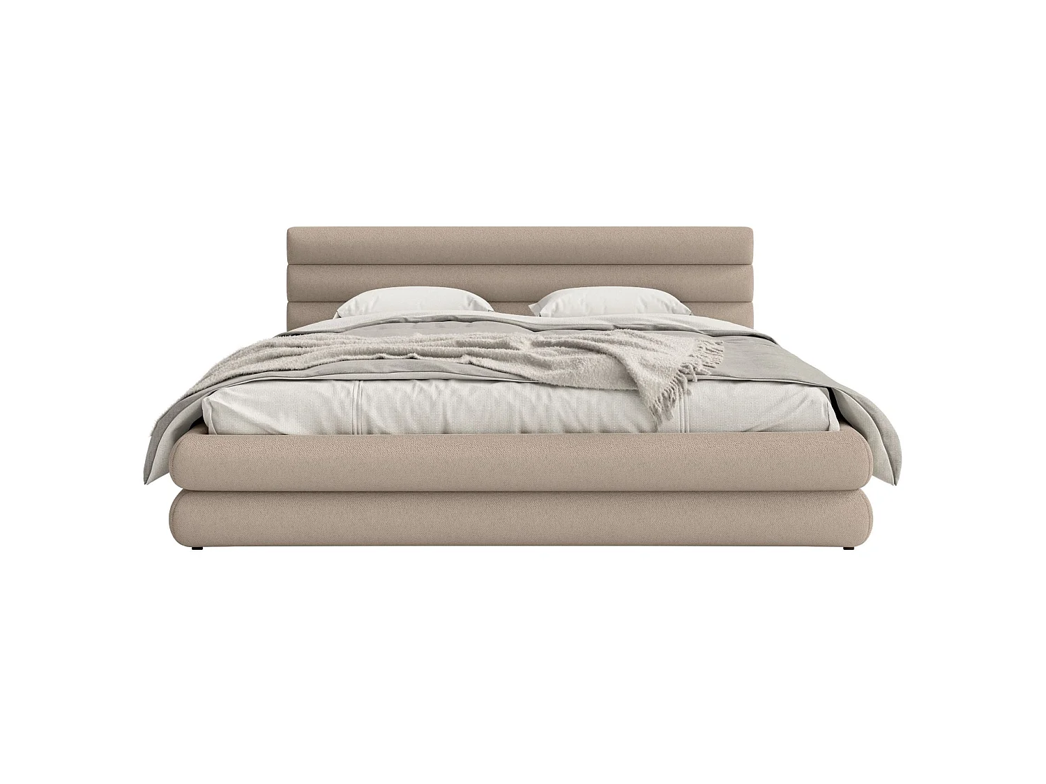 Opbergbed - 180x200 cm - in beige chenillestof - ALEGRE