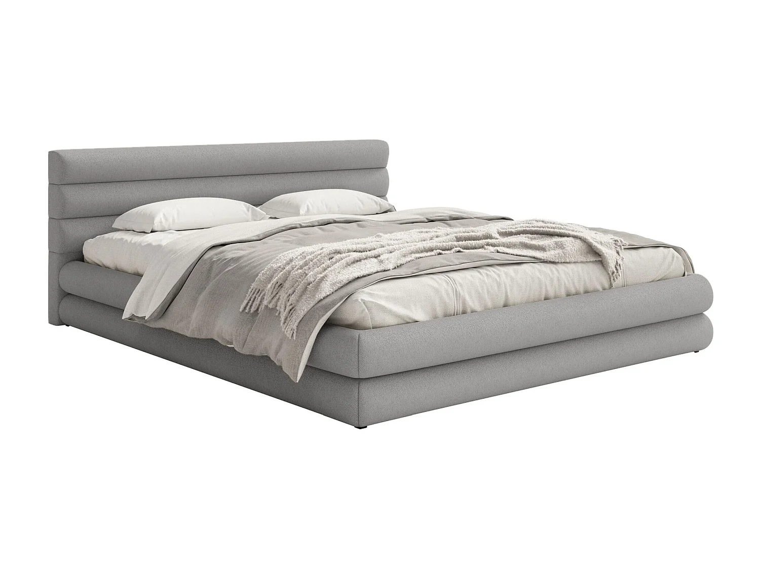 Opbergbed - 160x200 cm - in lichtgrijze chenillestof - ALEGRE