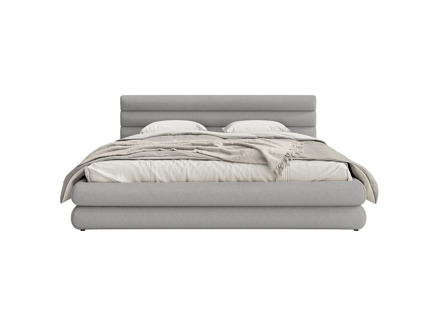 Opbergbed - 160x200 cm - in lichtgrijze chenillestof - ALEGRE