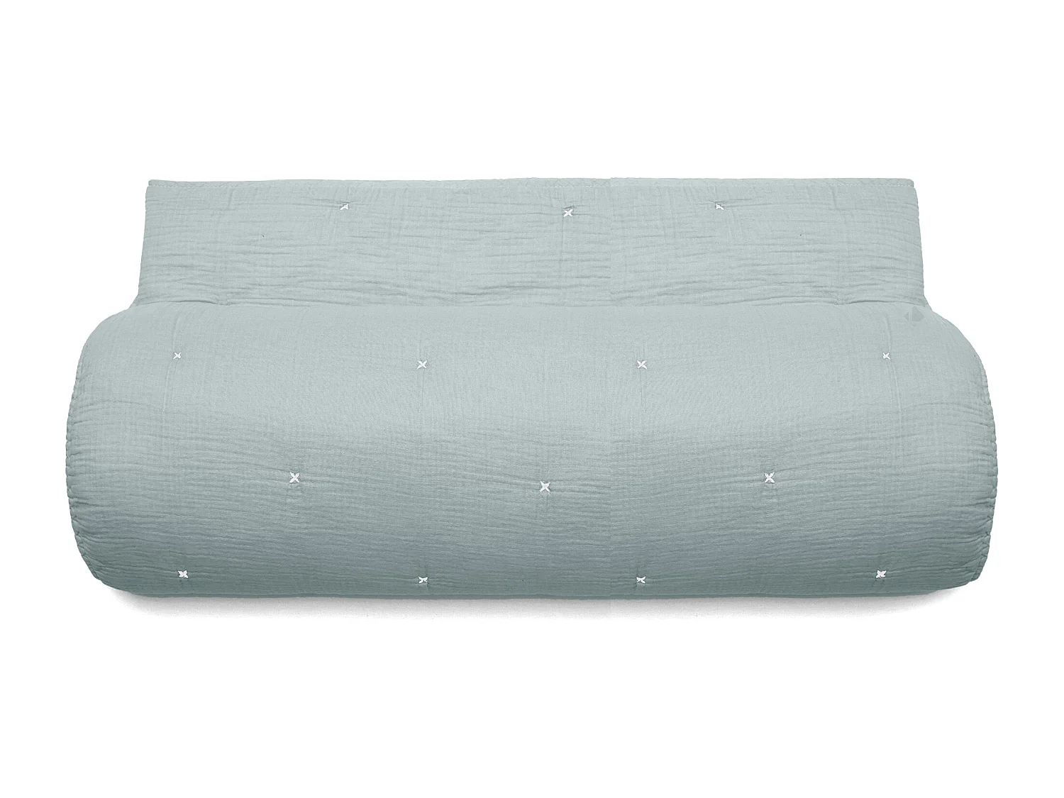 Couvre lit capitonné en mousseline de coton 180x240 cm ANDROS bleu lichen