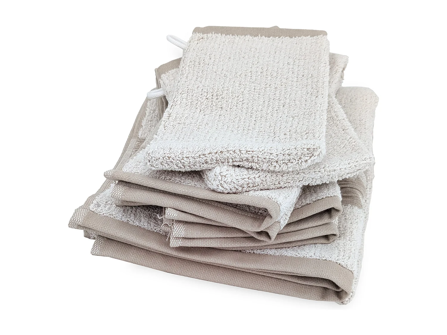 Parure de bain 5 pièces FOLIUM éponge en coton 520 g/m² beige