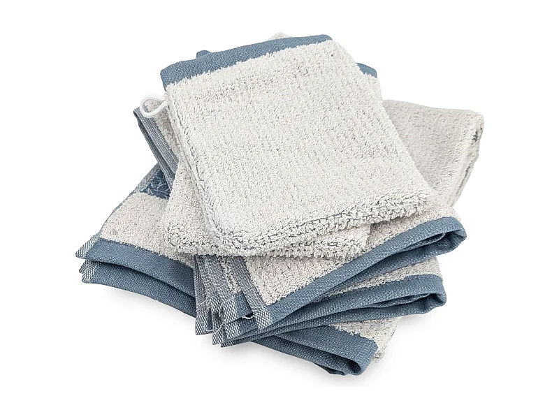 Parure de bain 5 pièces FOLIUM en coton 520 g/m² bleu Cérulé