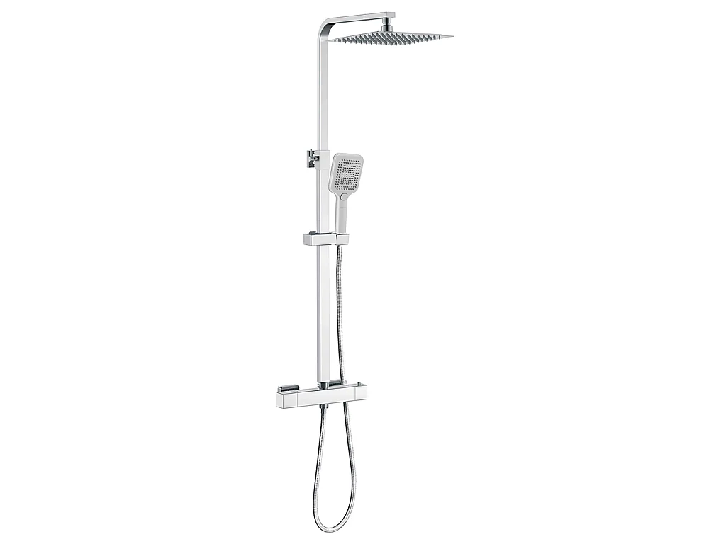 Colonna doccia con miscelatore termostatico, soffione doccia quadrato 30x30cm acciaio inox, cromato
