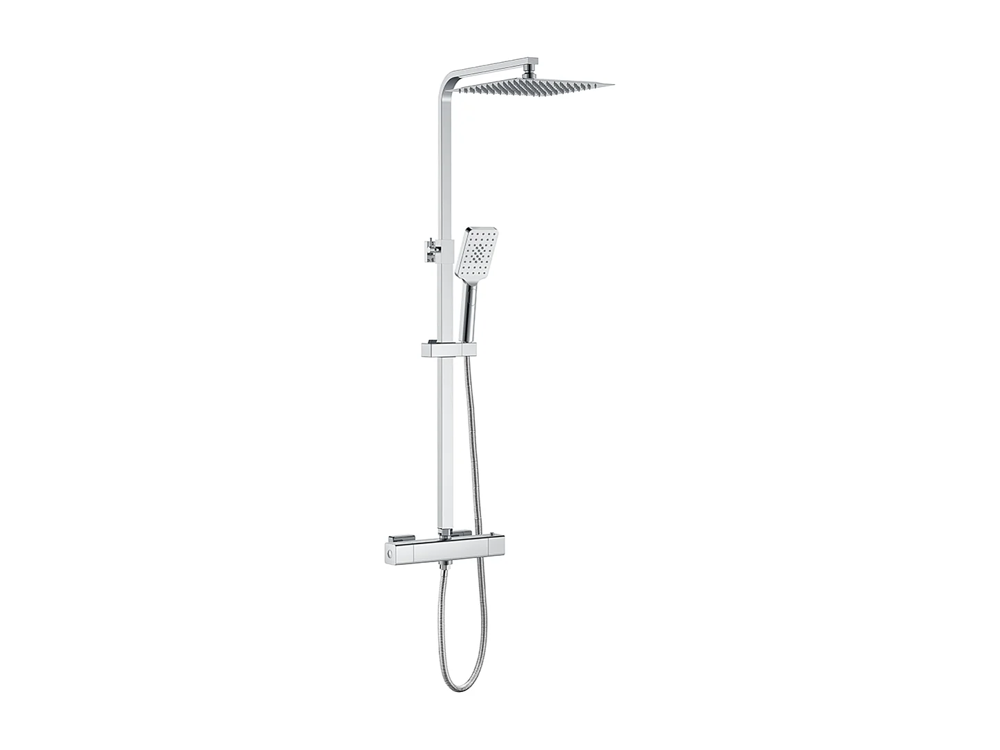 Colonna doccia con miscelatore termostatico, siffione doccia quadrato 25x25cm acciaio inox, cromato