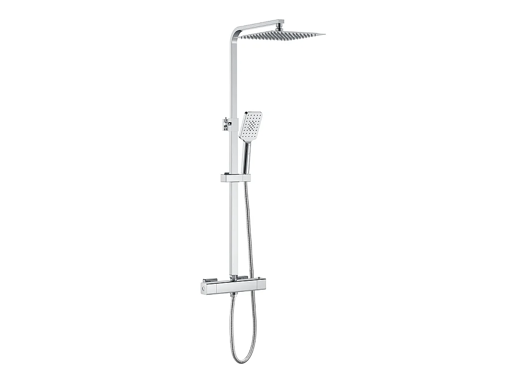 Colonna doccia con miscelatore termostatico, soffione doccia quadrato 30x30cm acciaio inox, cromato