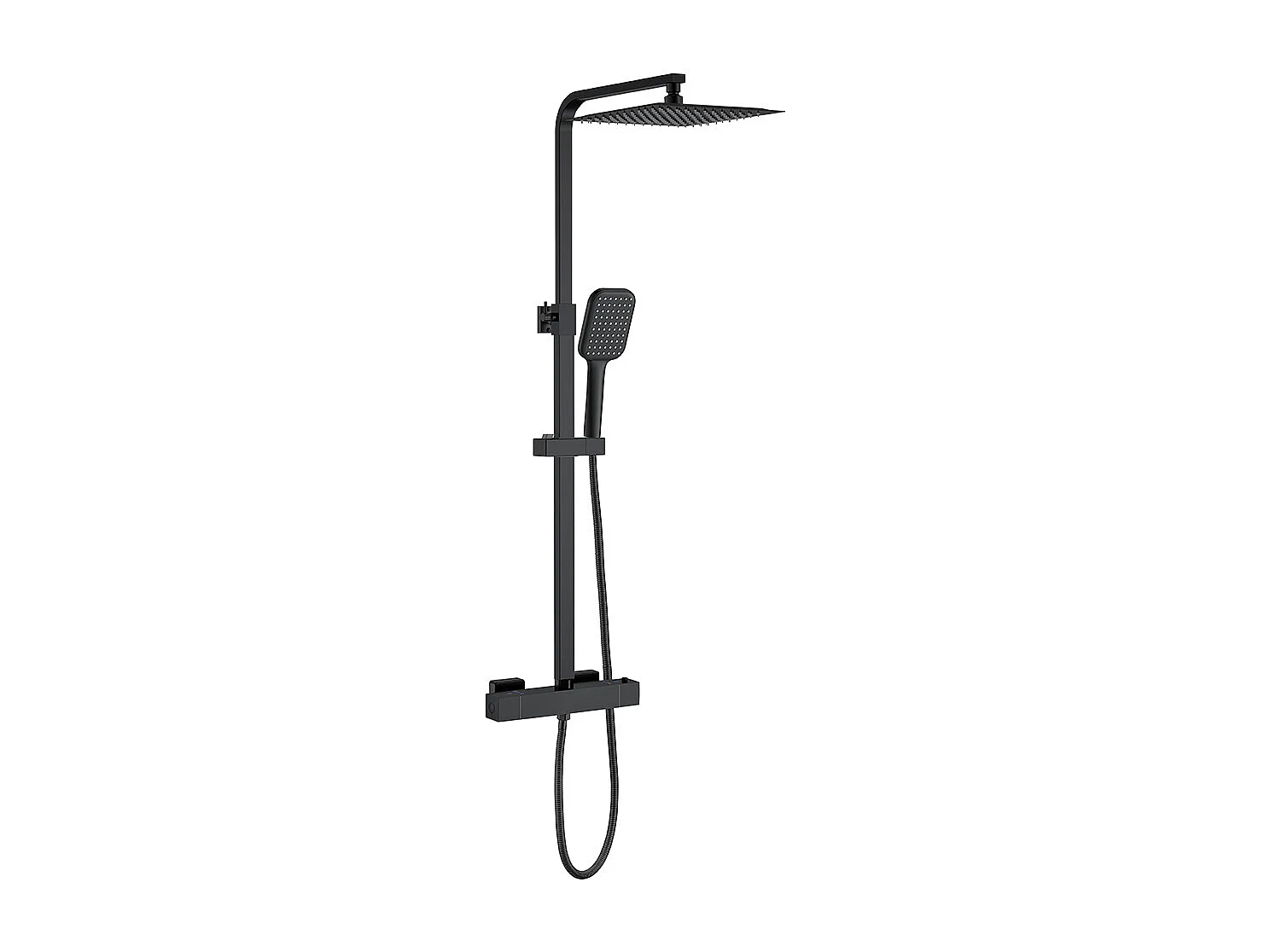 Colonna doccia con miscelatore termostatico, siffione doccia quadrato 25x25cm acciaio inox, nero