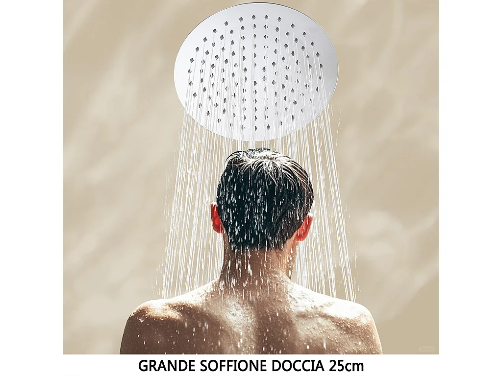Colonna doccia con miscelatore termostatico, siffione doccia rotondo 25x25cm acciaio inox, cromato