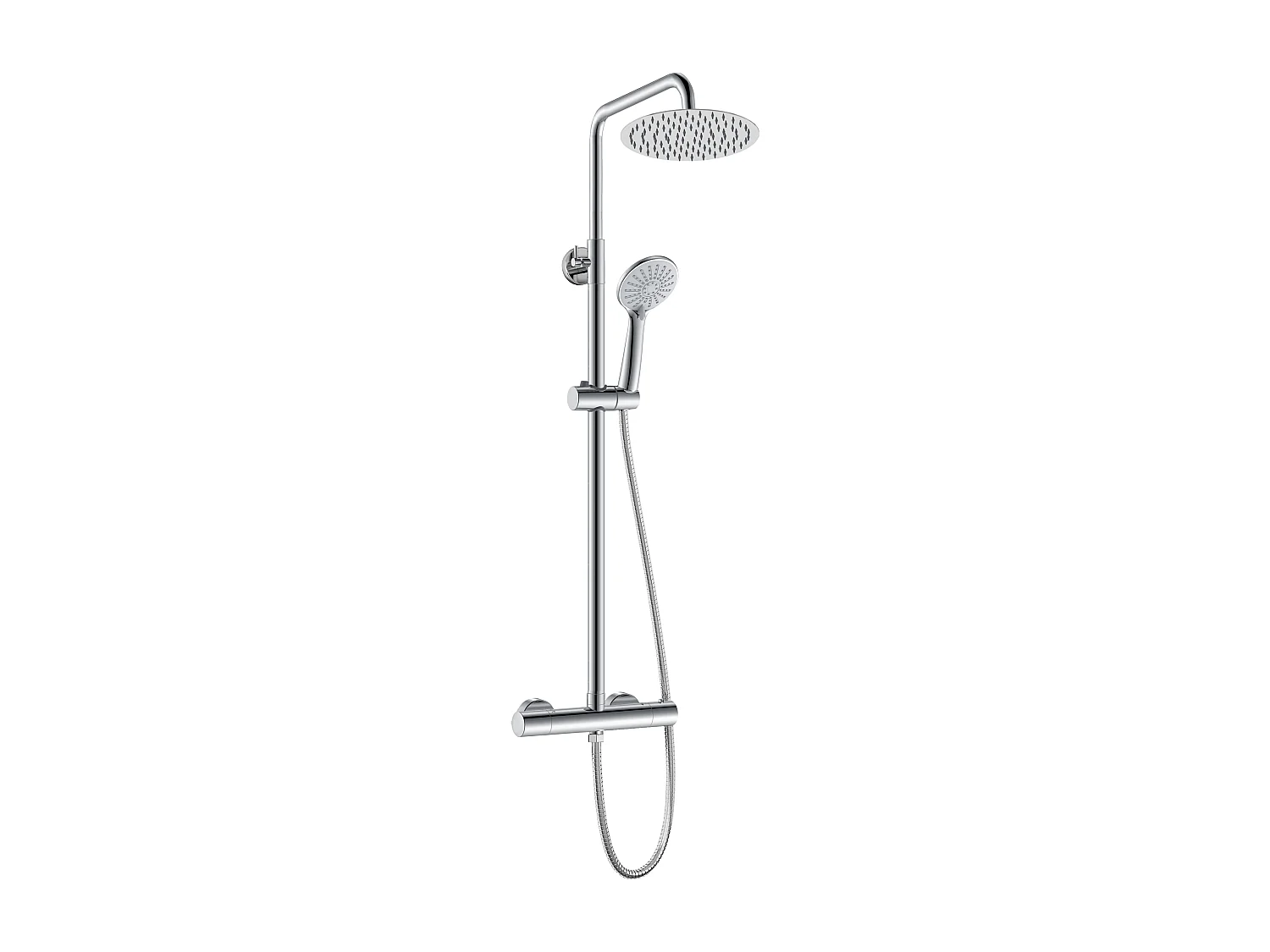 Colonna doccia con miscelatore termostatico, siffione doccia rotondo 25x25cm acciaio inox, cromato