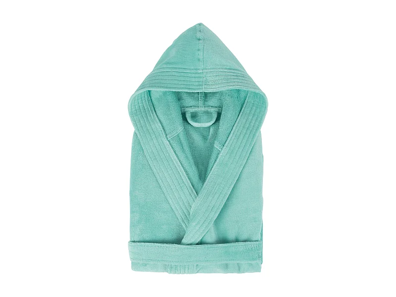 Peignoir à capuche enfant COOL coton 8 ANS velours vert Aguaverde