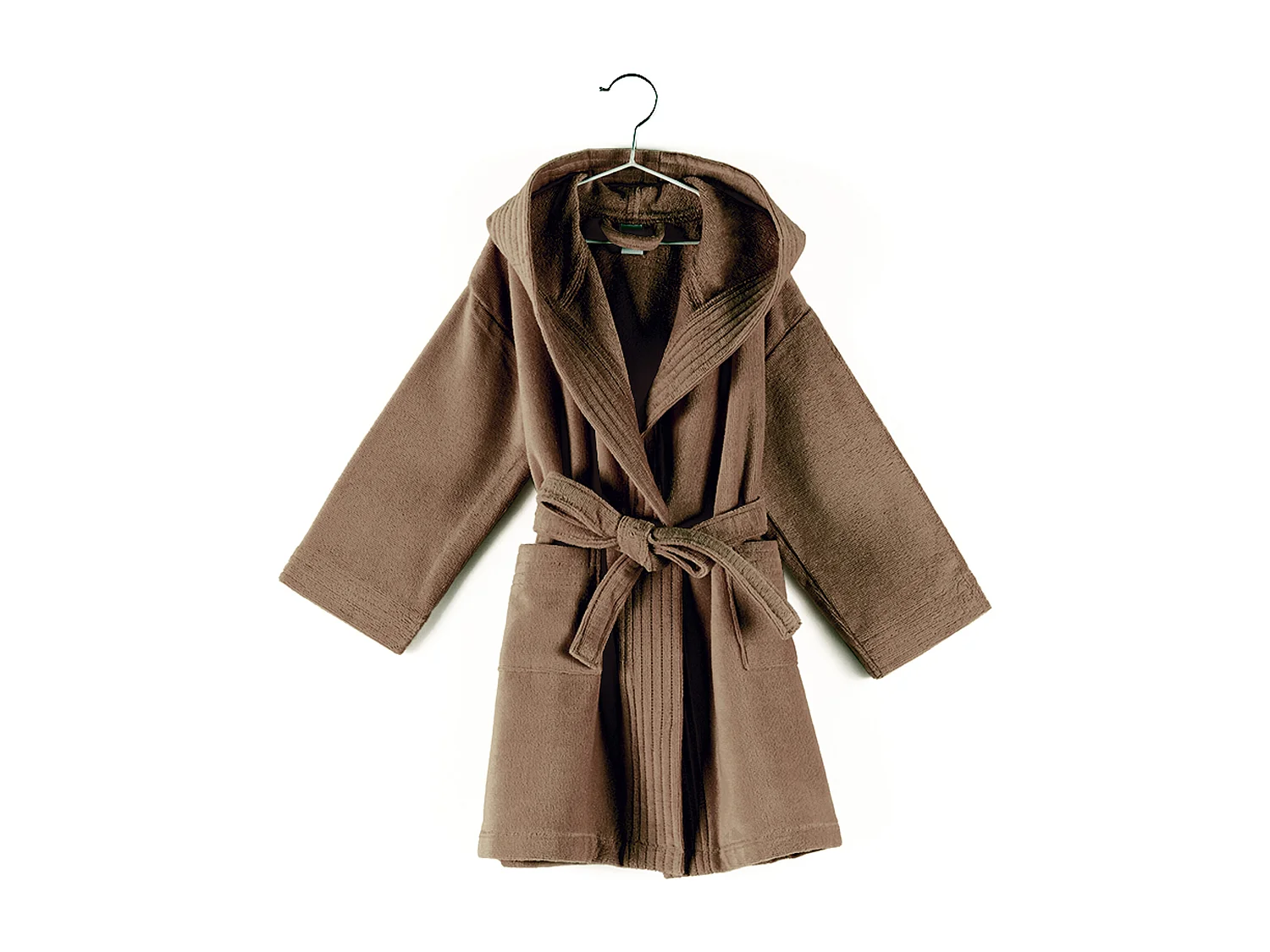 Peignoir à capuche enfant COOL coton 8 ANS velours marron Taupe