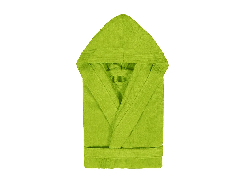 Peignoir à capuche enfant COOL coton 8 ANS velours vert Pistache