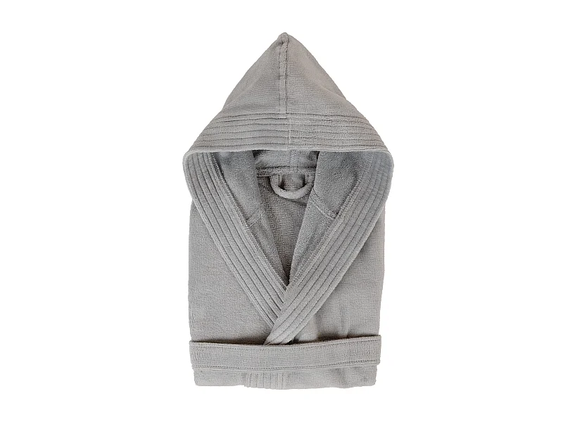 Peignoir à capuche enfant COOL coton 8 ANS velours gris Argent