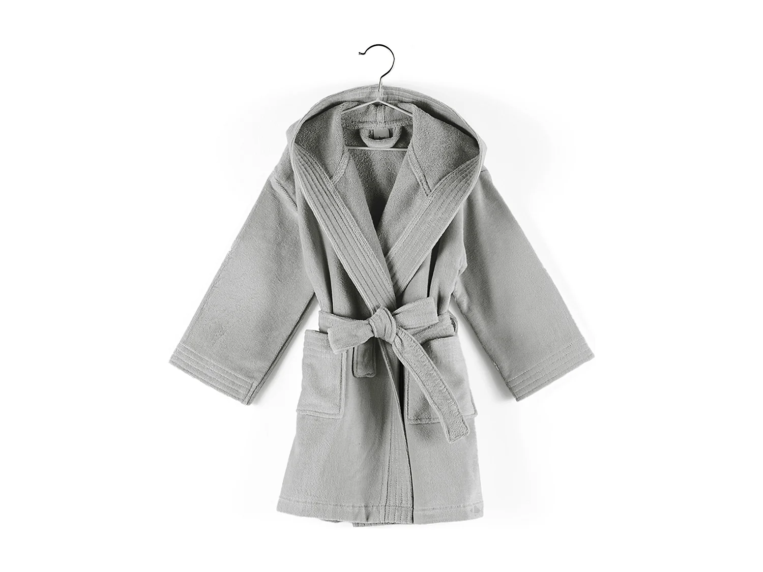 Peignoir à capuche enfant COOL coton 8 ANS velours gris Argent