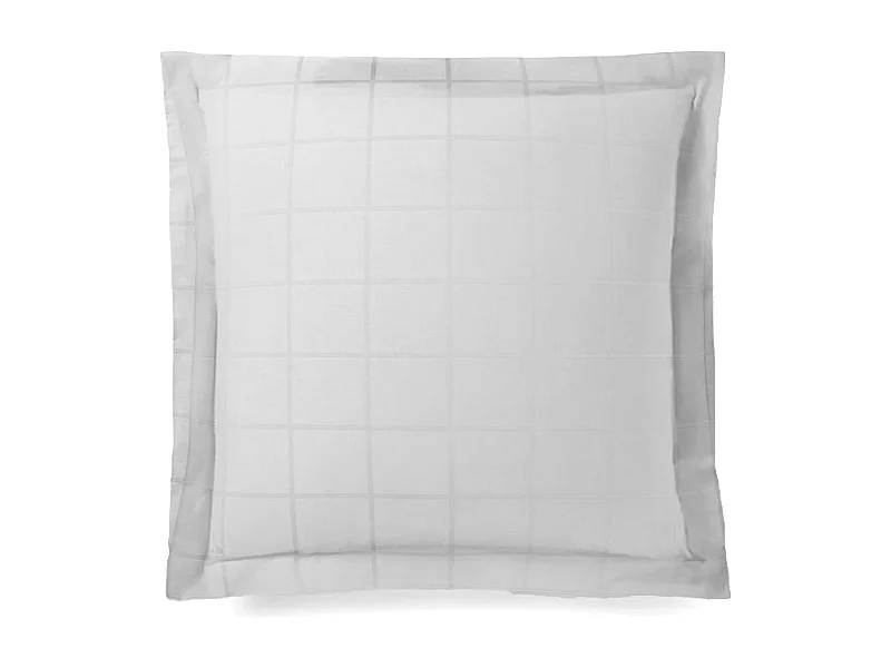 Taie d'oreiller 65x65 cm satin CONCERTO carreaux blanc Neige