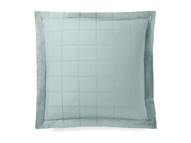 Taie d'oreiller 65x65 cm satin CONCERTO carreaux vert Lichen