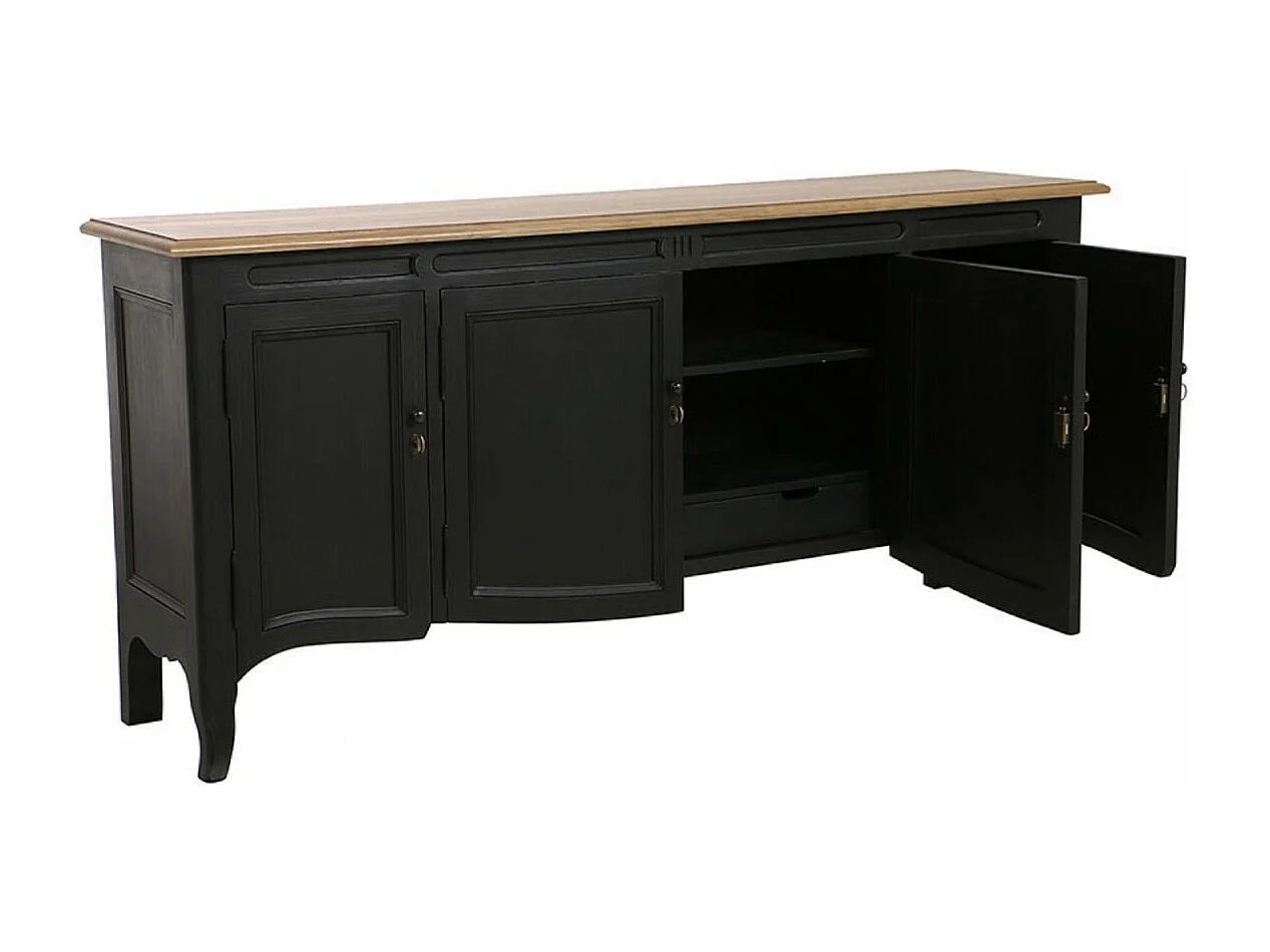 Buffet bas 4 portes 1 tiroir Bois Noir - Manoir Interior's