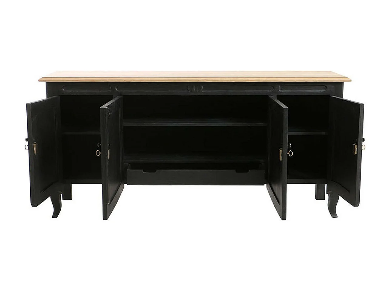 Buffet bas 4 portes 1 tiroir Bois Noir - Manoir Interior's