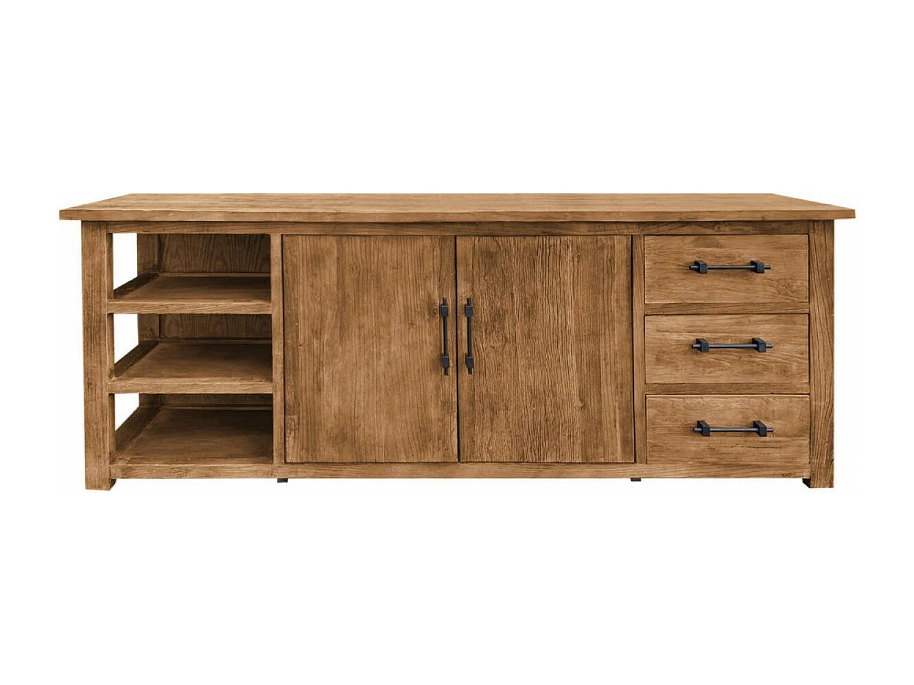 Buffet bas 2 portes 3 tiroirs Bois Marron - Transition Interior's