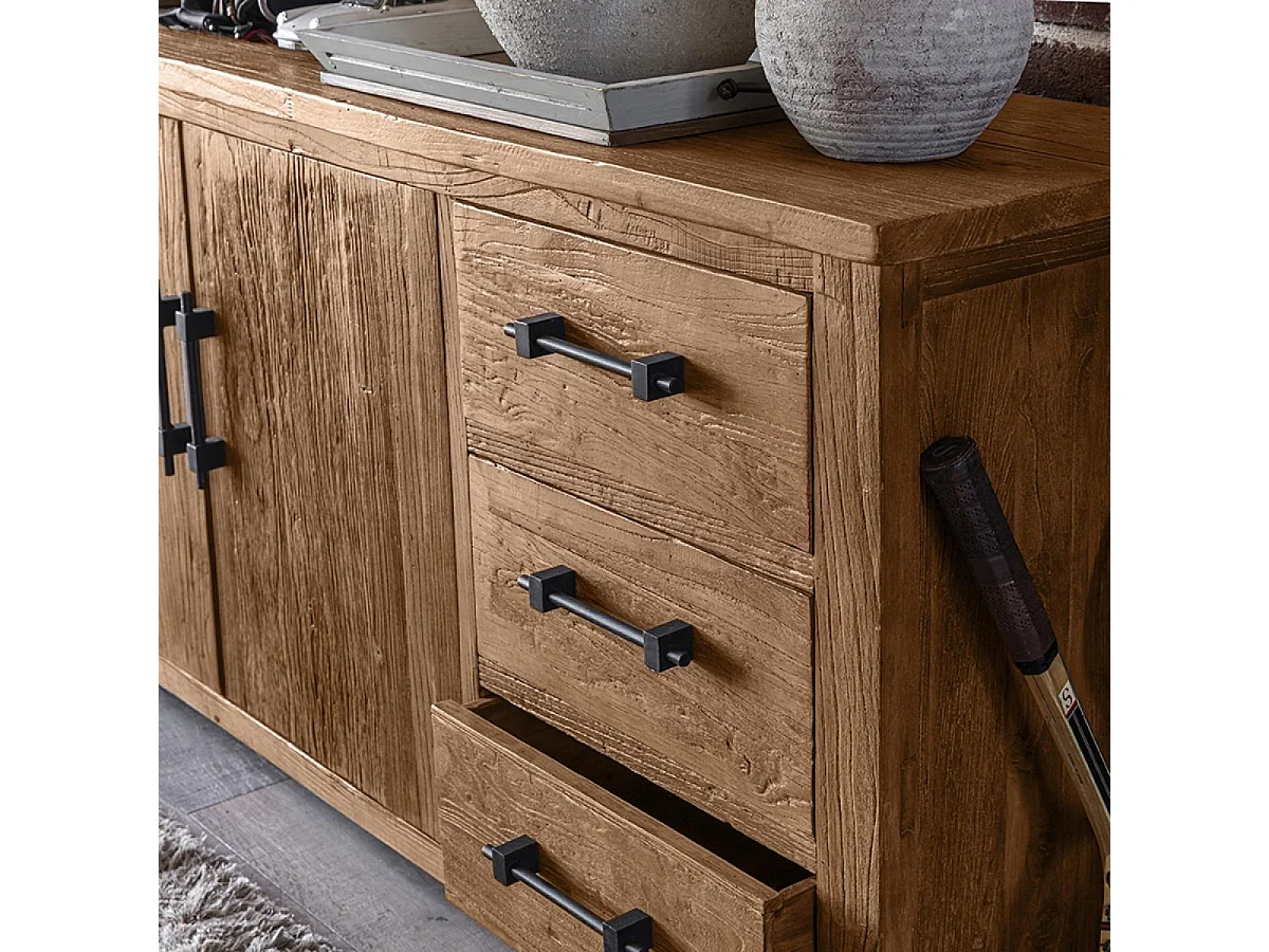 Buffet bas 2 portes 3 tiroirs Bois Marron - Transition Interior's