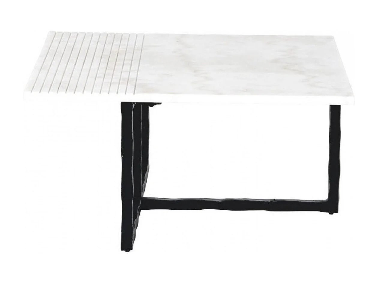 Bout de canapé rectangulaire plateau marbre Marbre Blanc - Minéral Interior's