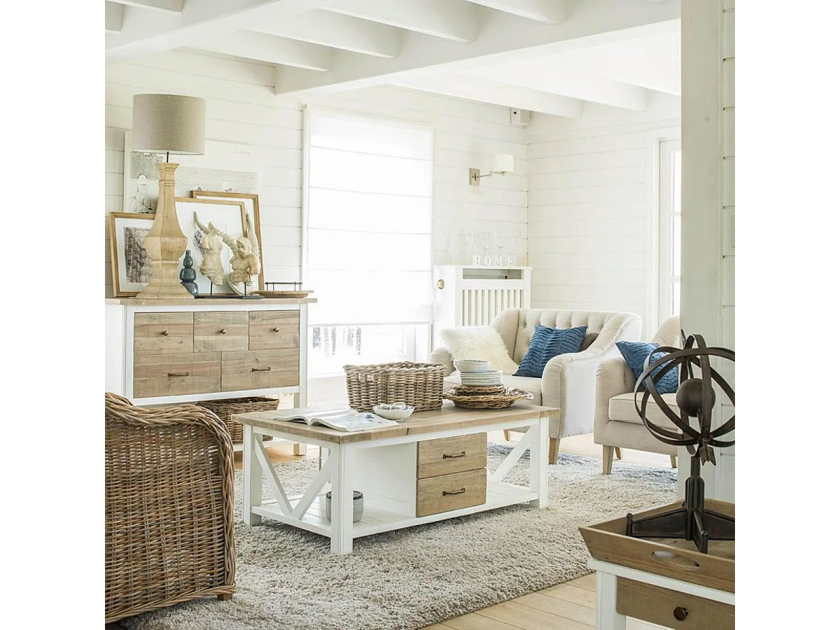 Commode 5 tiroirs Bois Blanc - Rivages Interior's