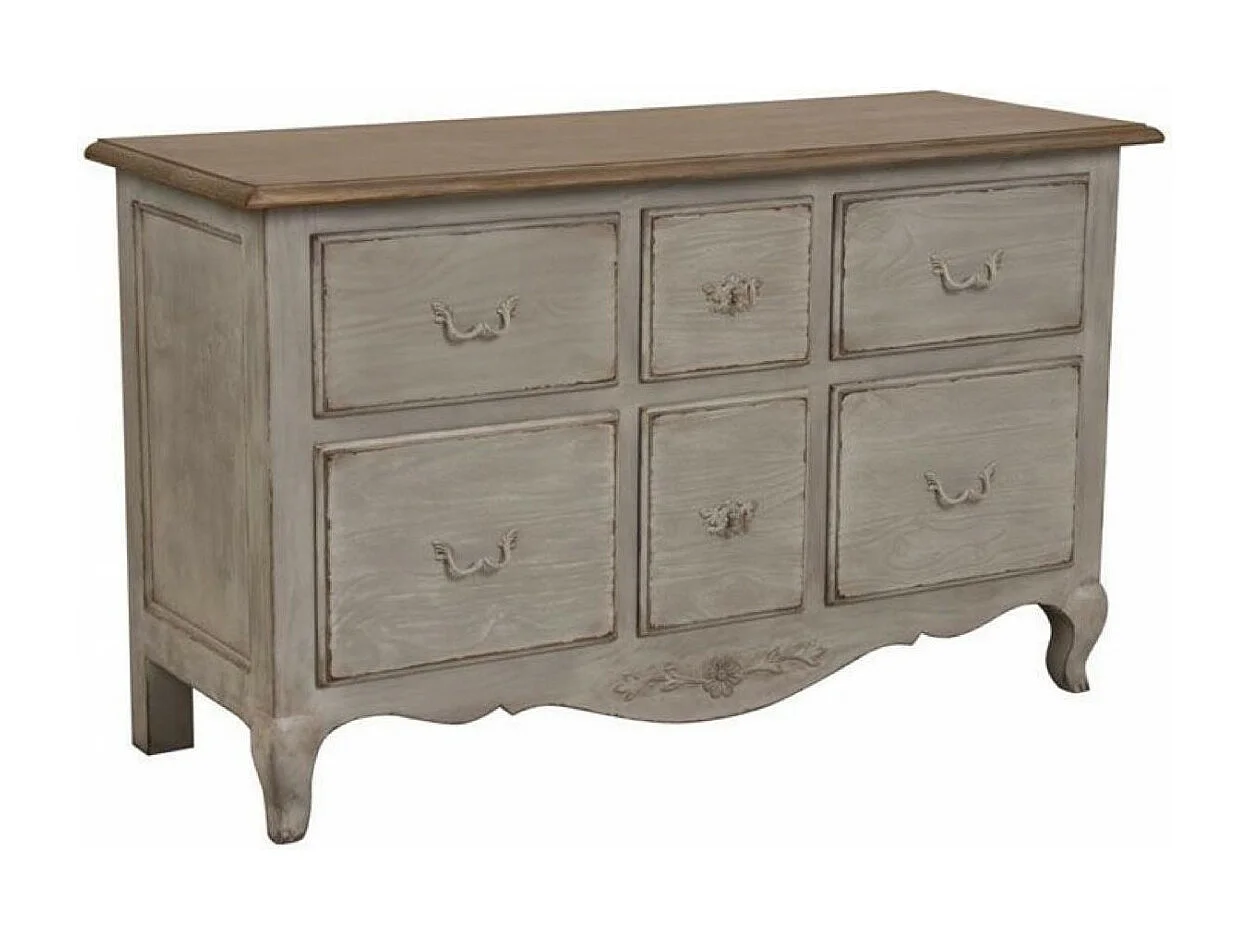 Commode 6 tiroirs Bois Gris - Château Interior's