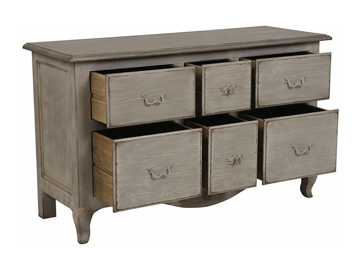 Commode 6 tiroirs Bois Gris - Château Interior's