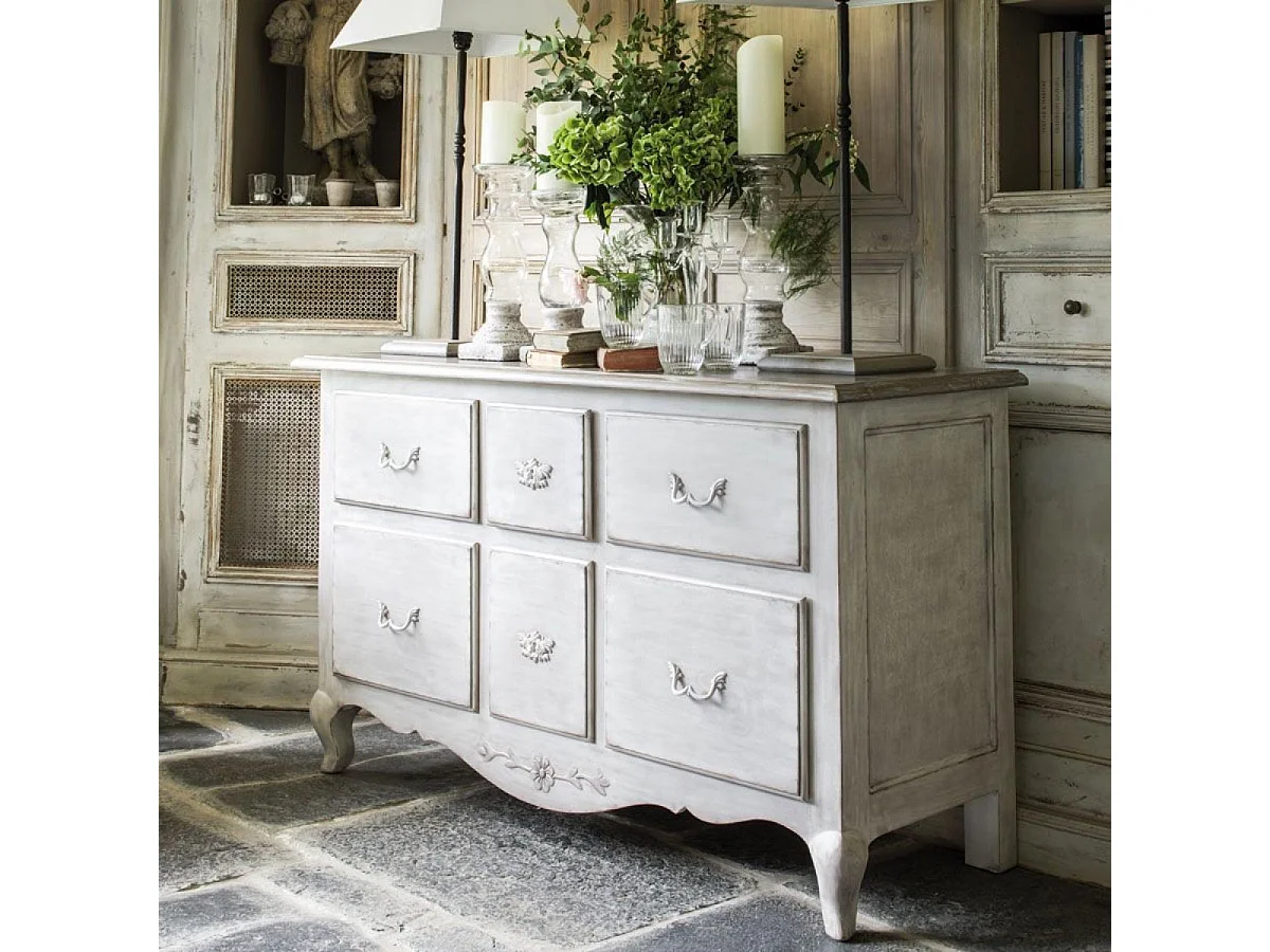 Commode 6 tiroirs Bois Gris - Château Interior's
