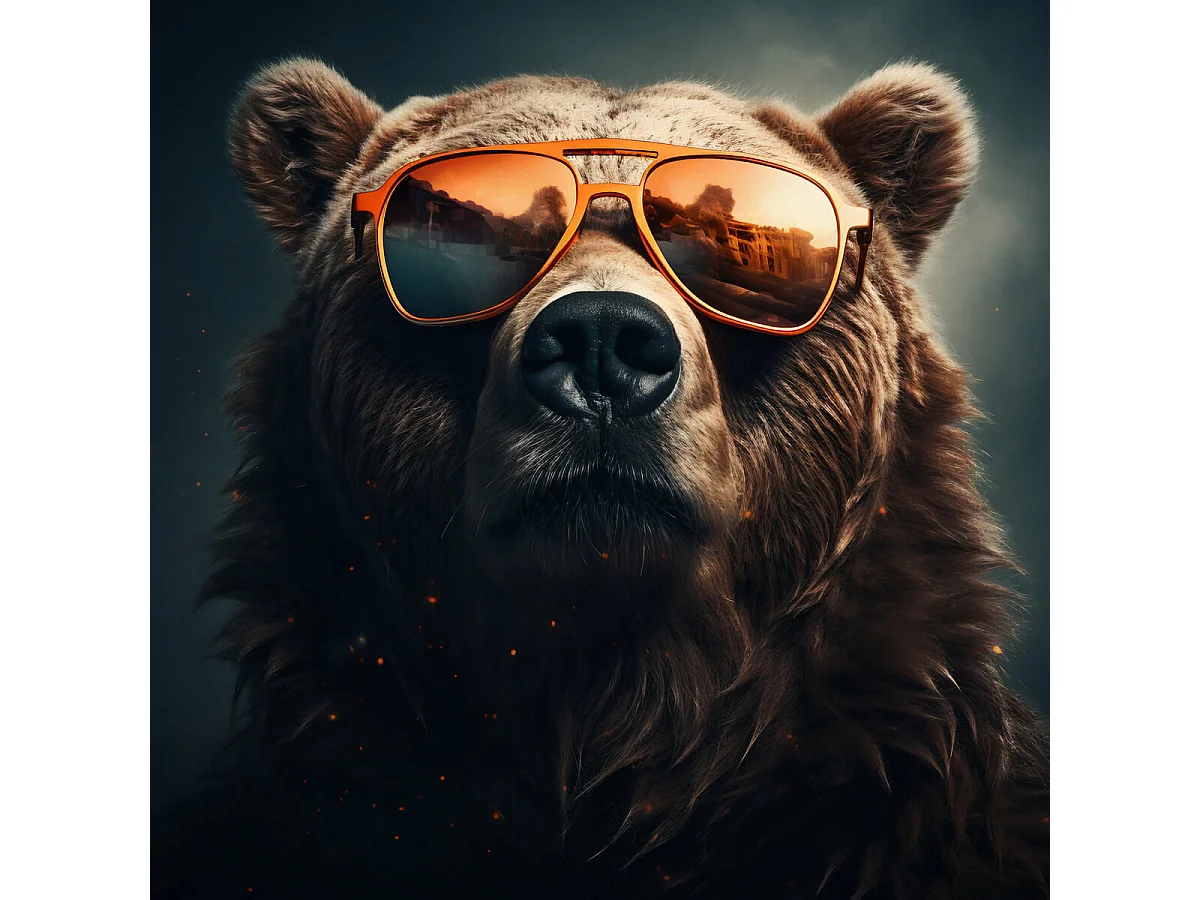 Tableau sur toile ours chic 90x90 cm