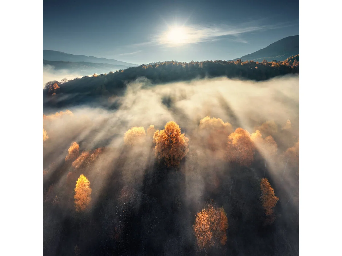 Tableau sur toile paysage coloré 90x90 cm