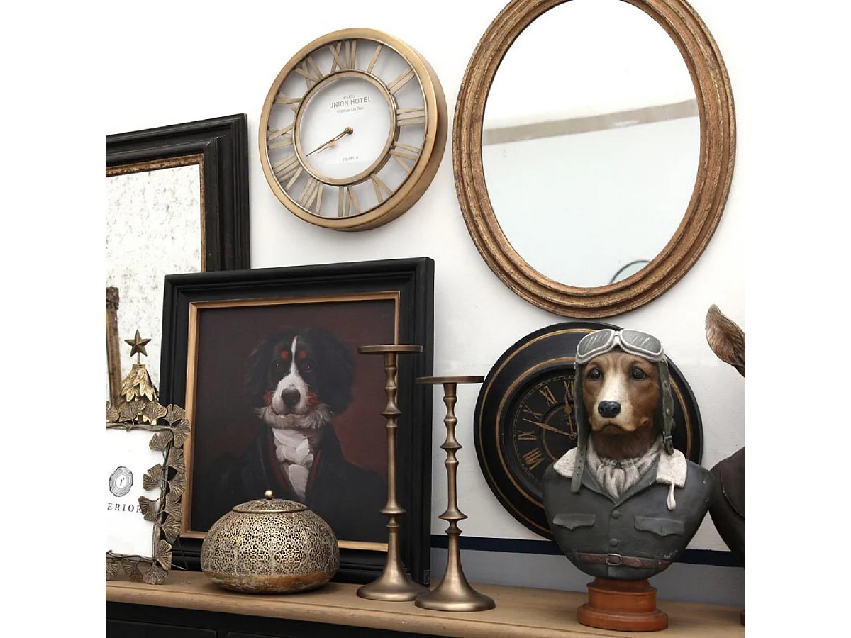 Miroir ovale doré MDF Or - Basique Interior's