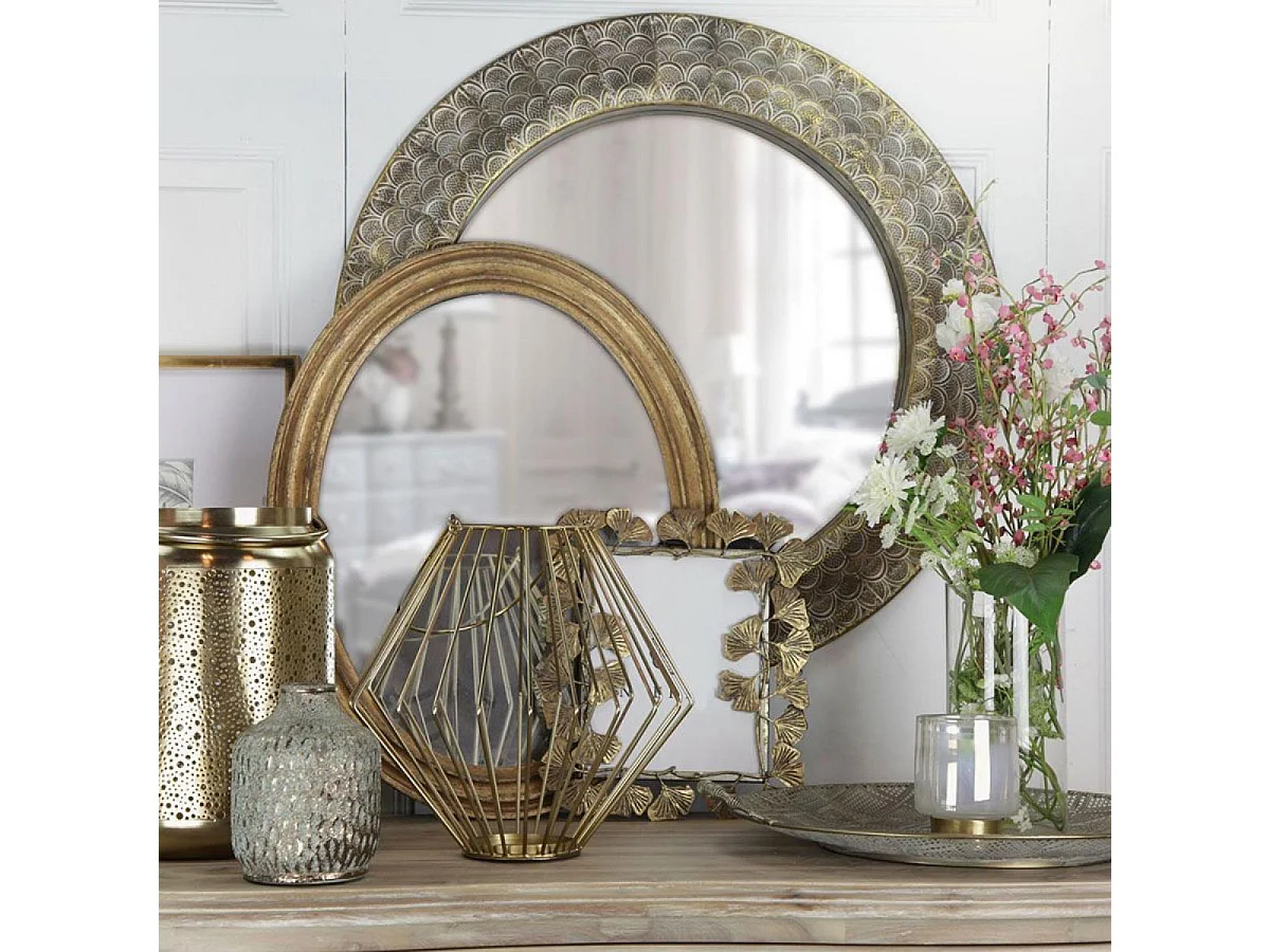 Miroir ovale doré MDF Or - Basique Interior's