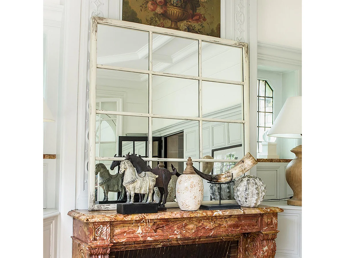 Miroir carré fenêtre Bois Blanc - Ouessant Interior's