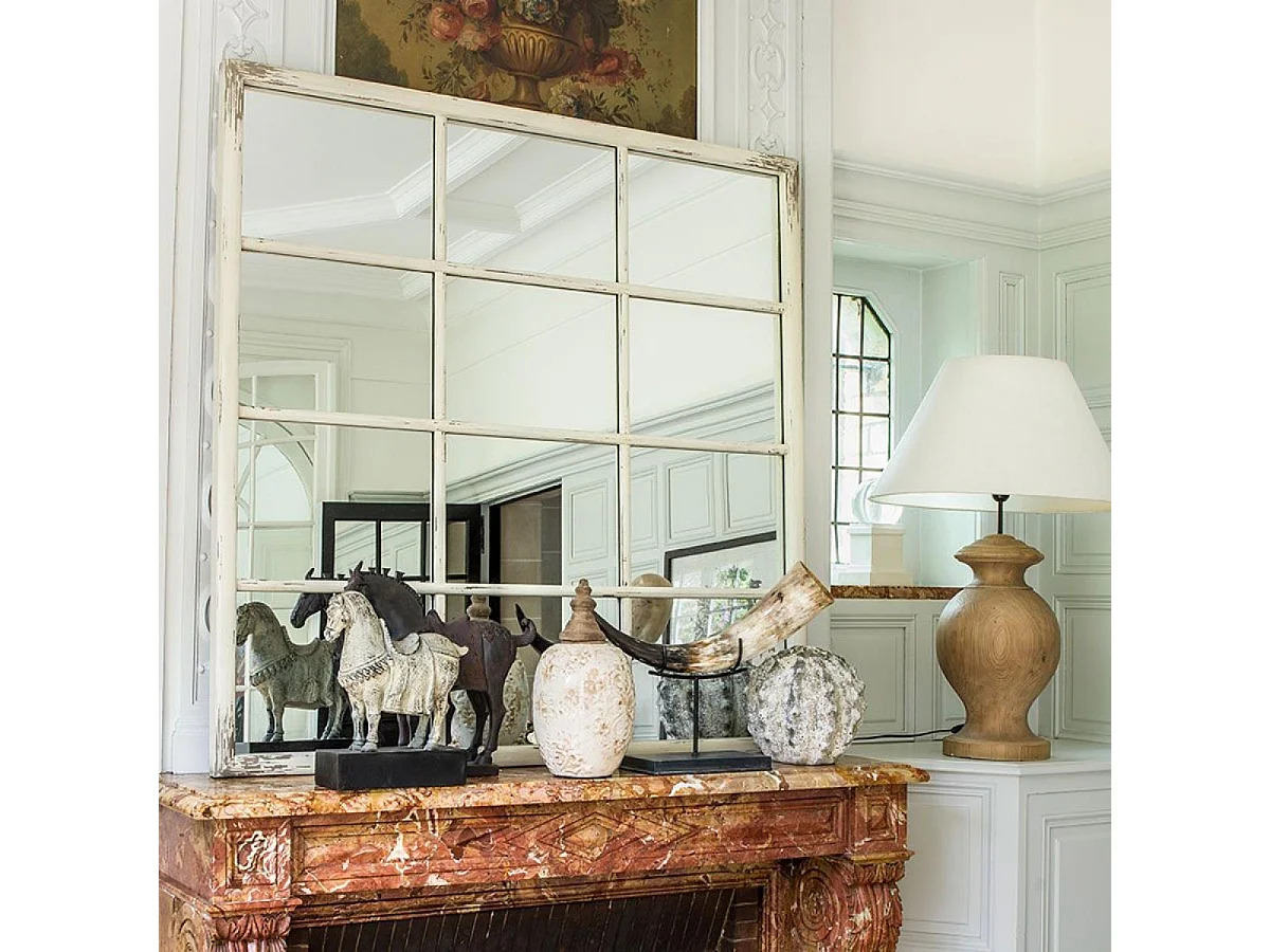 Miroir carré fenêtre Bois Blanc - Ouessant Interior's