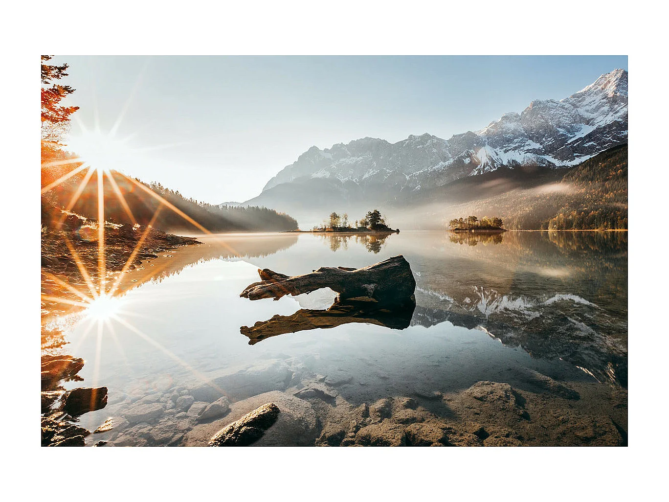 Tableau sur verre lac silencieux 45x65 cm