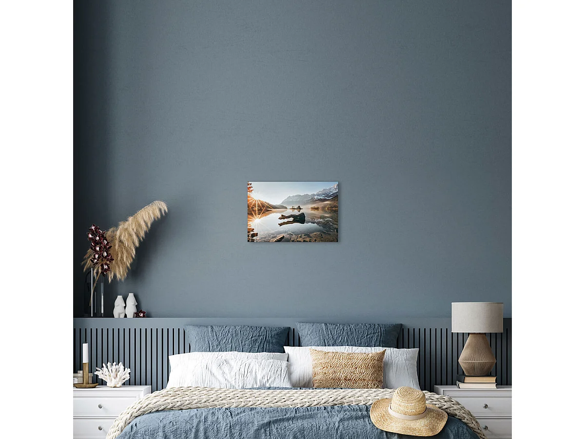 Tableau sur verre lac silencieux 45x65 cm