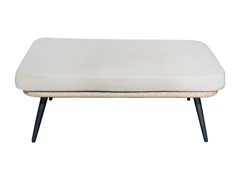 Outdoor-Fußstütze mit beigem Kissen aus Stahl und Rattan Fiorentino