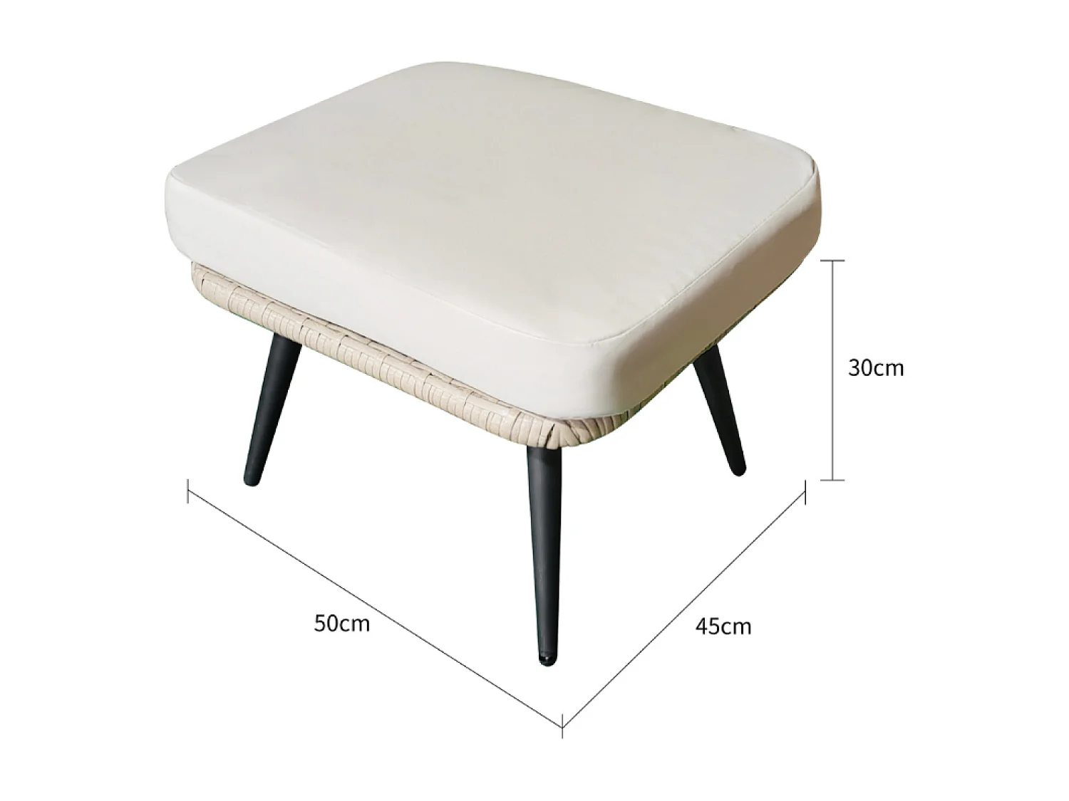 Repose-pieds extérieur avec coussin beige BELLAVISTA