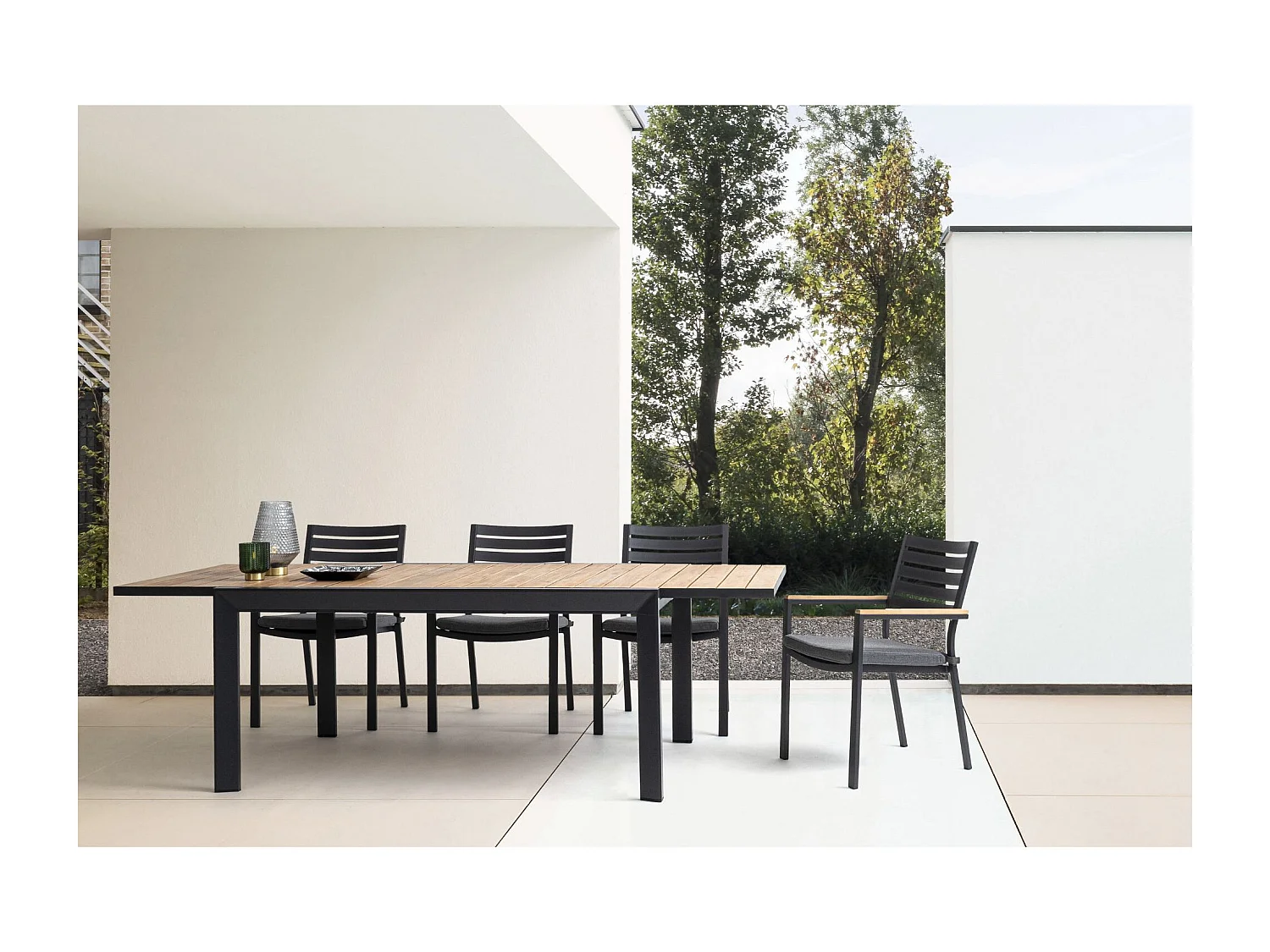 Table à manger de jardin extensible en métal L160/240 - FREJUS