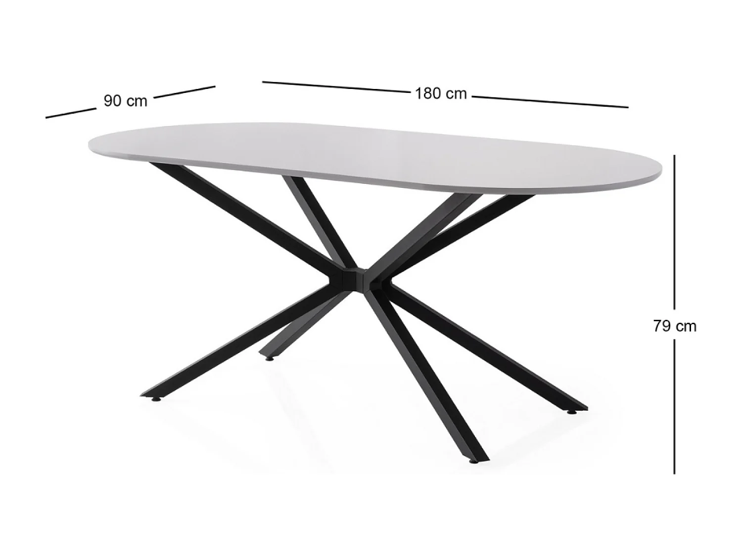 Table à manger 6 personnes gris et noir 180 cm KARVIA