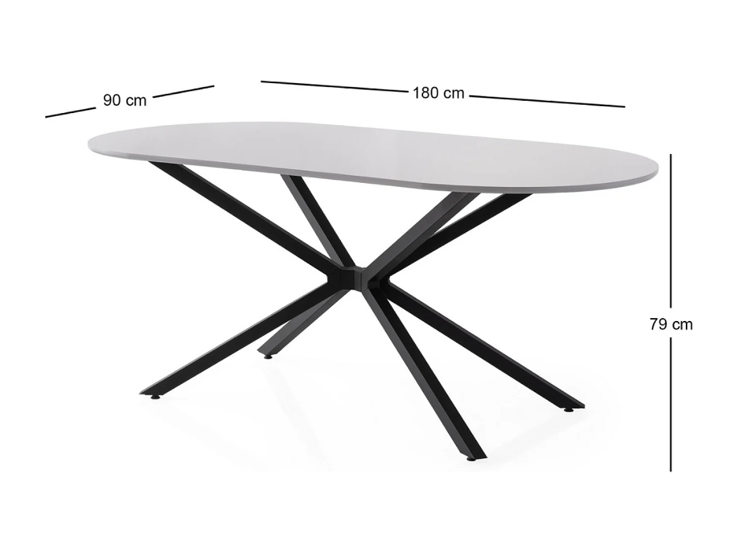 Mesa de jantar para 6 pessoas cinza e preto 180 cm KARVIA - Estilo Contemporâneo Moderno