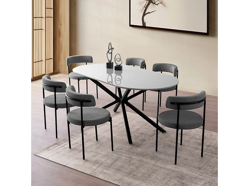 Eettafel voor 6 personen grijs en zwart 180 cm KARVIA - Moderne Eigentijdse Stijl