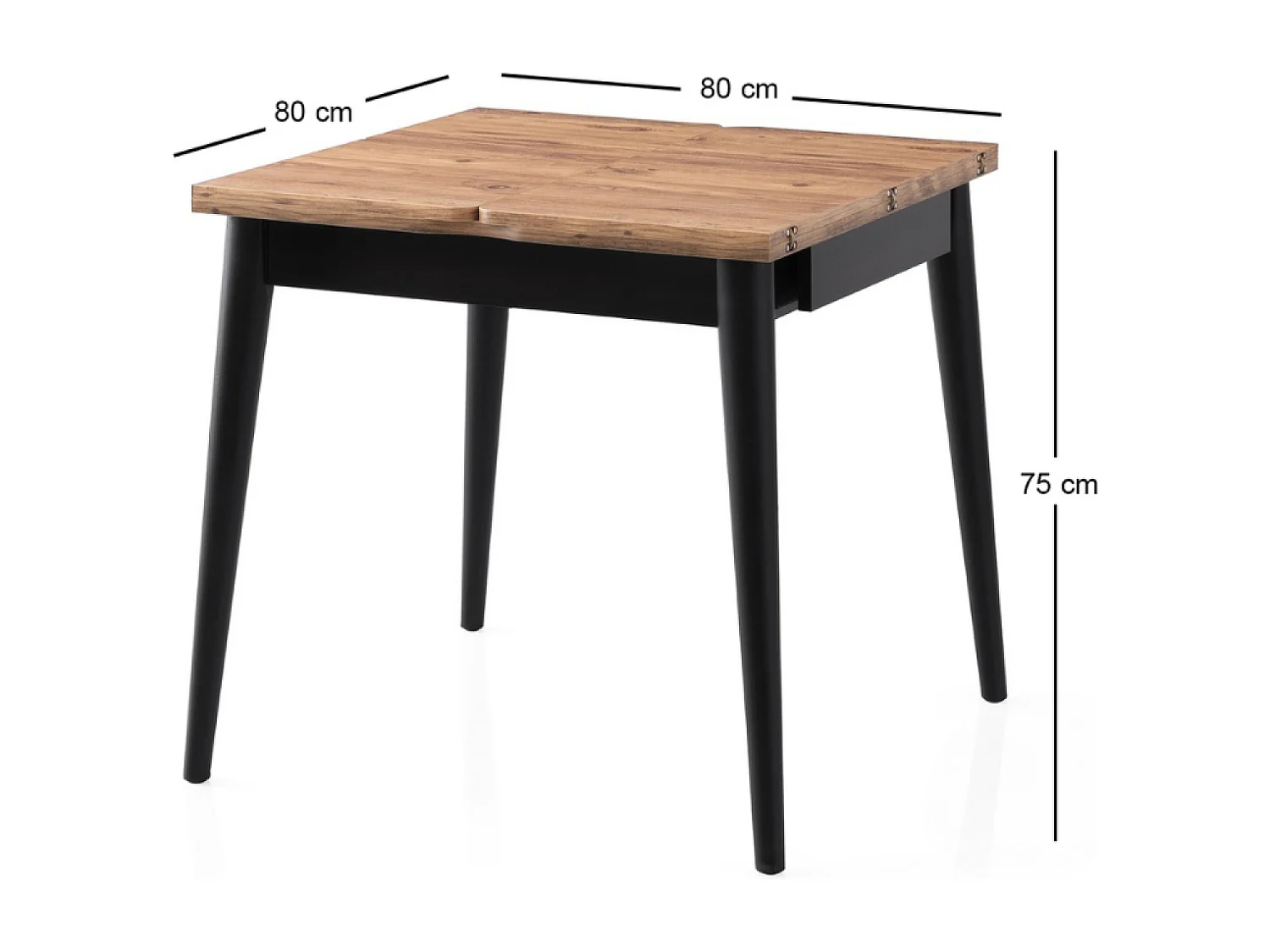 Mesa de jantar extensível para 4 pessoas efeito mármore preto 80 cm estilo industrial